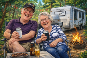 Kay and Michael in caricature